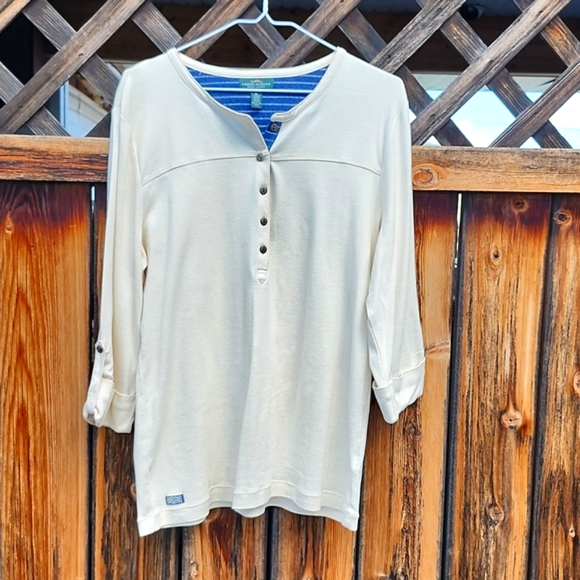 ⭐️LRL Ralph Lauren Cream 3/4 Sleeve Top - Picture 6 of 8